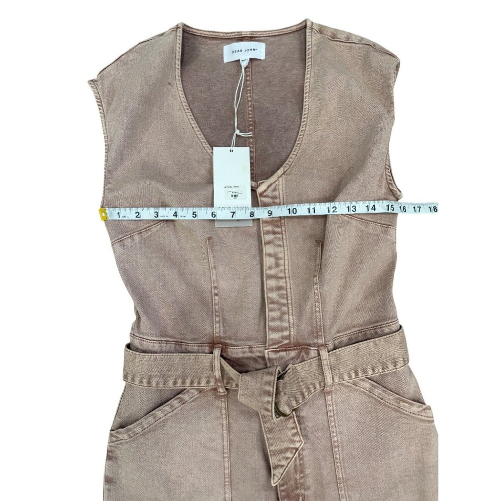 Dear John Denim Riveter Nicole Jumpsuit With Belt Pinkish Tan Womens Size S NEW - Picture 5 of 6